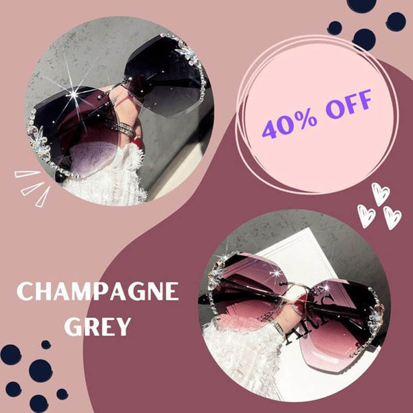 Woman Rimless Diamond Sunglasses For Beach Summer